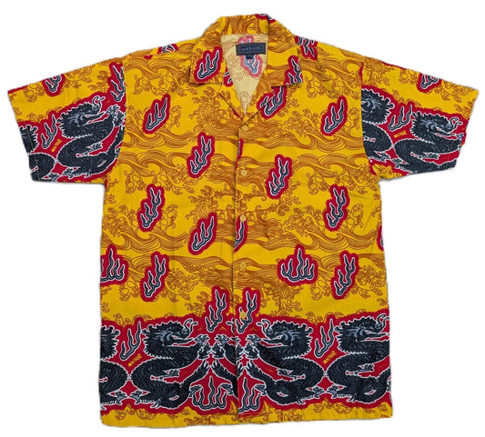 Vintage Japanese Dragon 1990s Anime Button-Up Short Sleeve Shirt