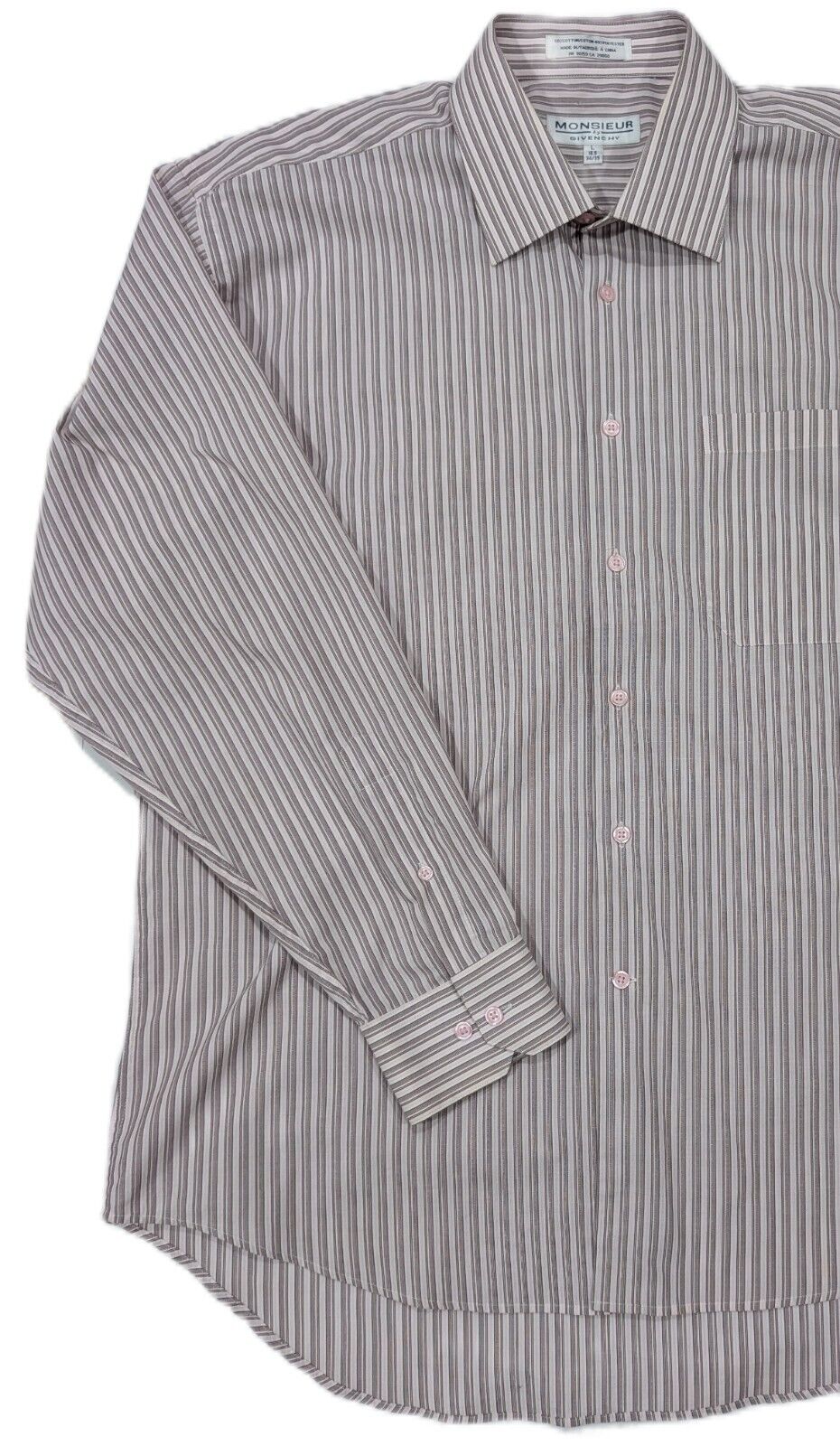 Givenchy Monsieur Vintage L/S Dress Shirt  Pinstripe Lavender/White -Large 34/35