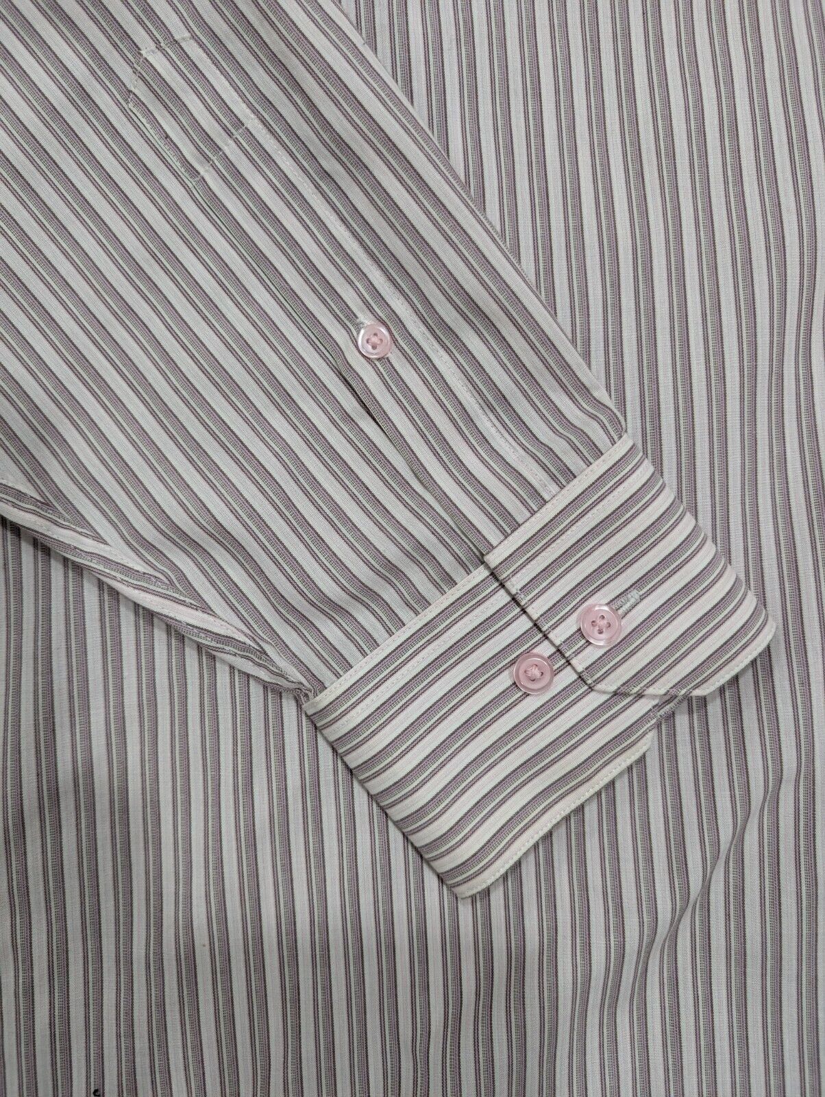 Givenchy Monsieur Vintage L/S Dress Shirt  Pinstripe Lavender/White -Large 34/35