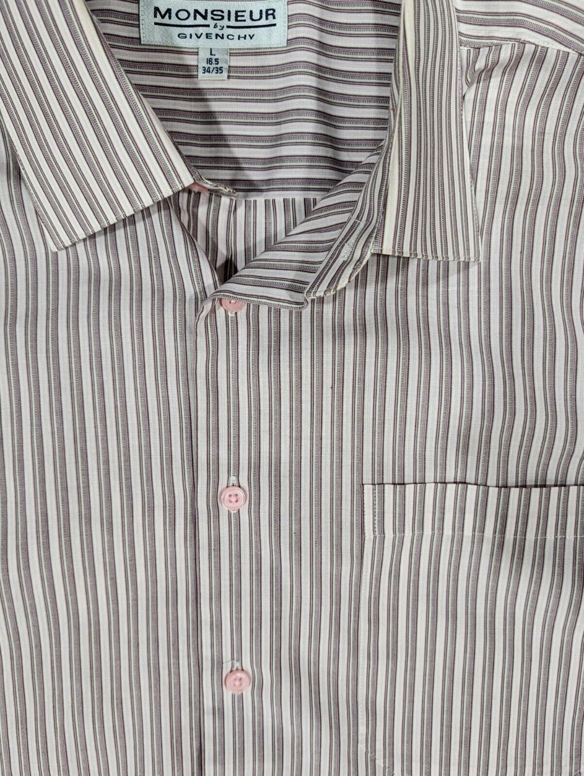 Givenchy Monsieur Vintage L/S Dress Shirt  Pinstripe Lavender/White -Large 34/35