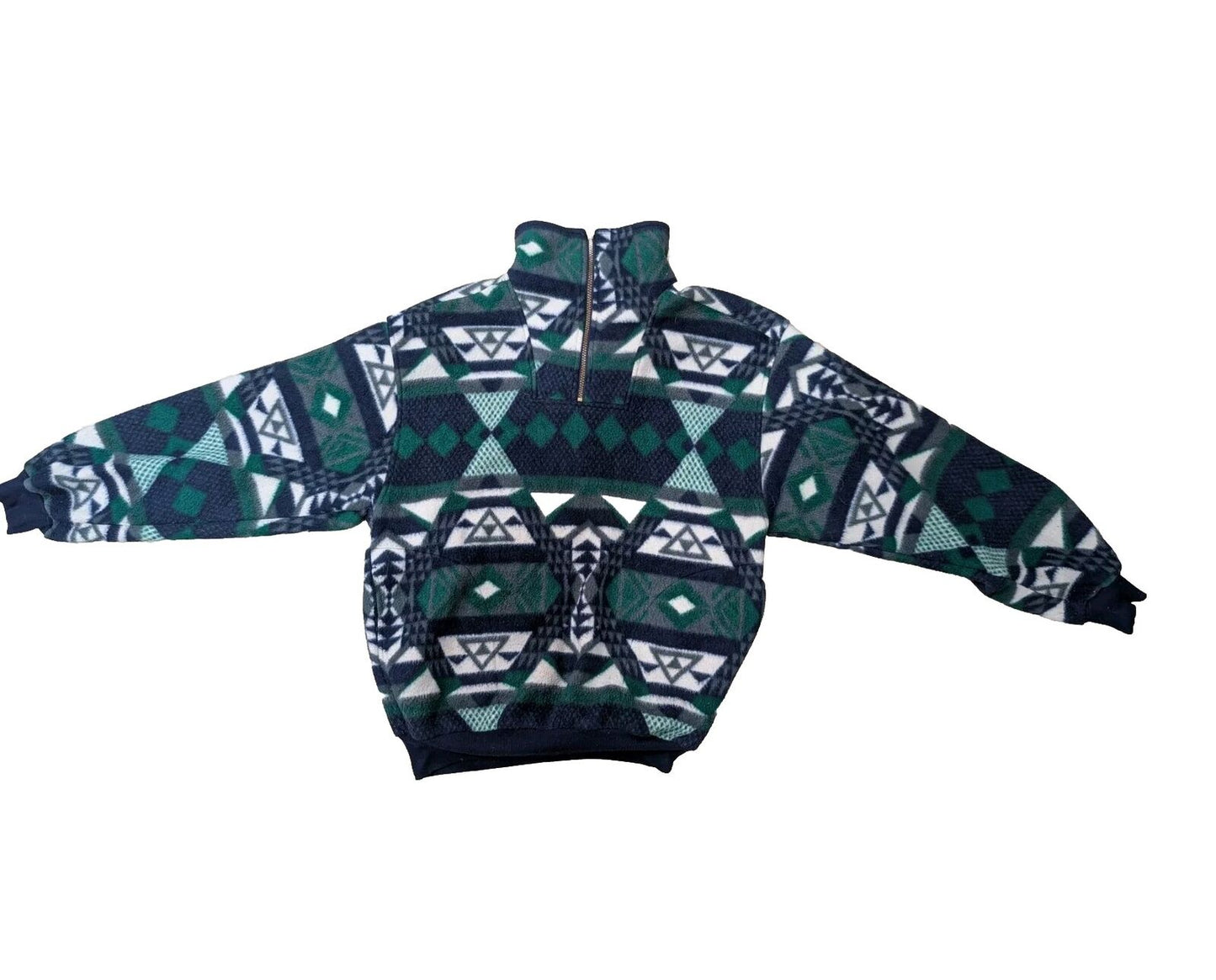 Vintage Rugged Terrain Aztec Pullover 1/4 Zip Sweater By The Bay