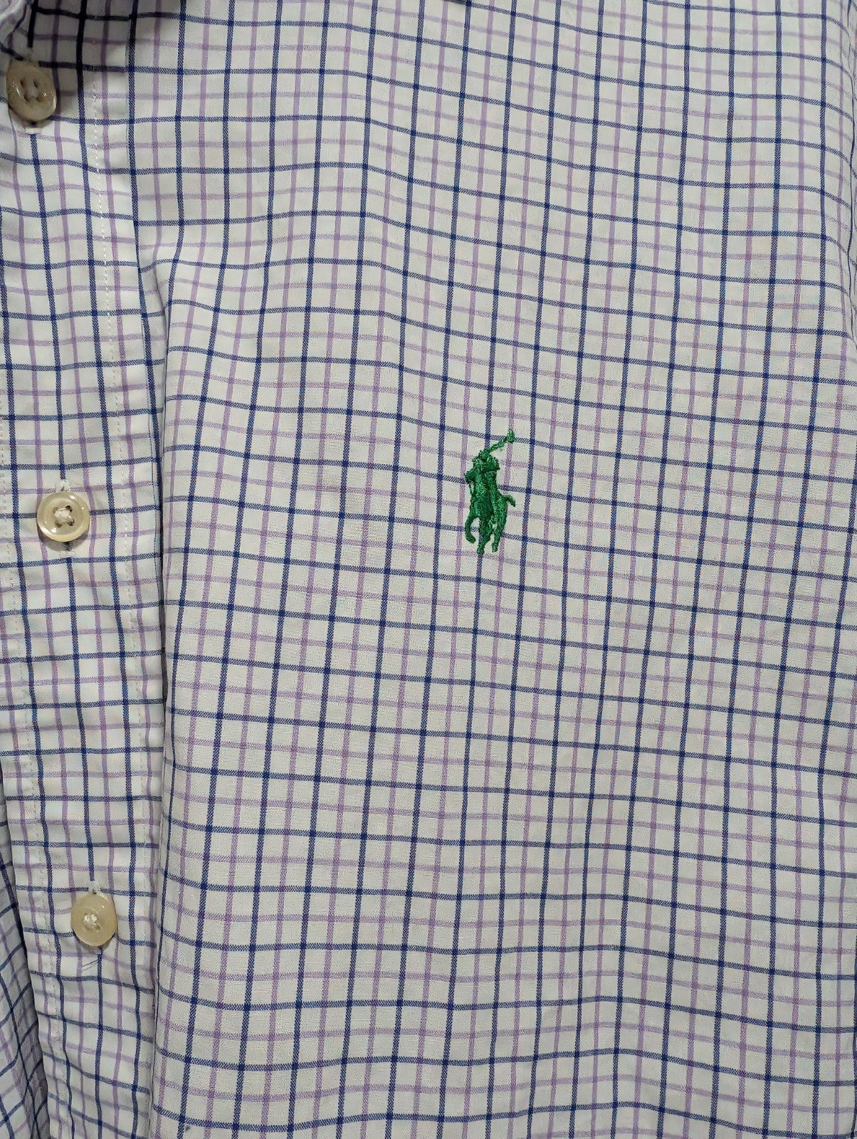 Ralph Lauren Shirt Mens 15 1/2 Blue Purple Tattersall Plaid Dress Shirt 