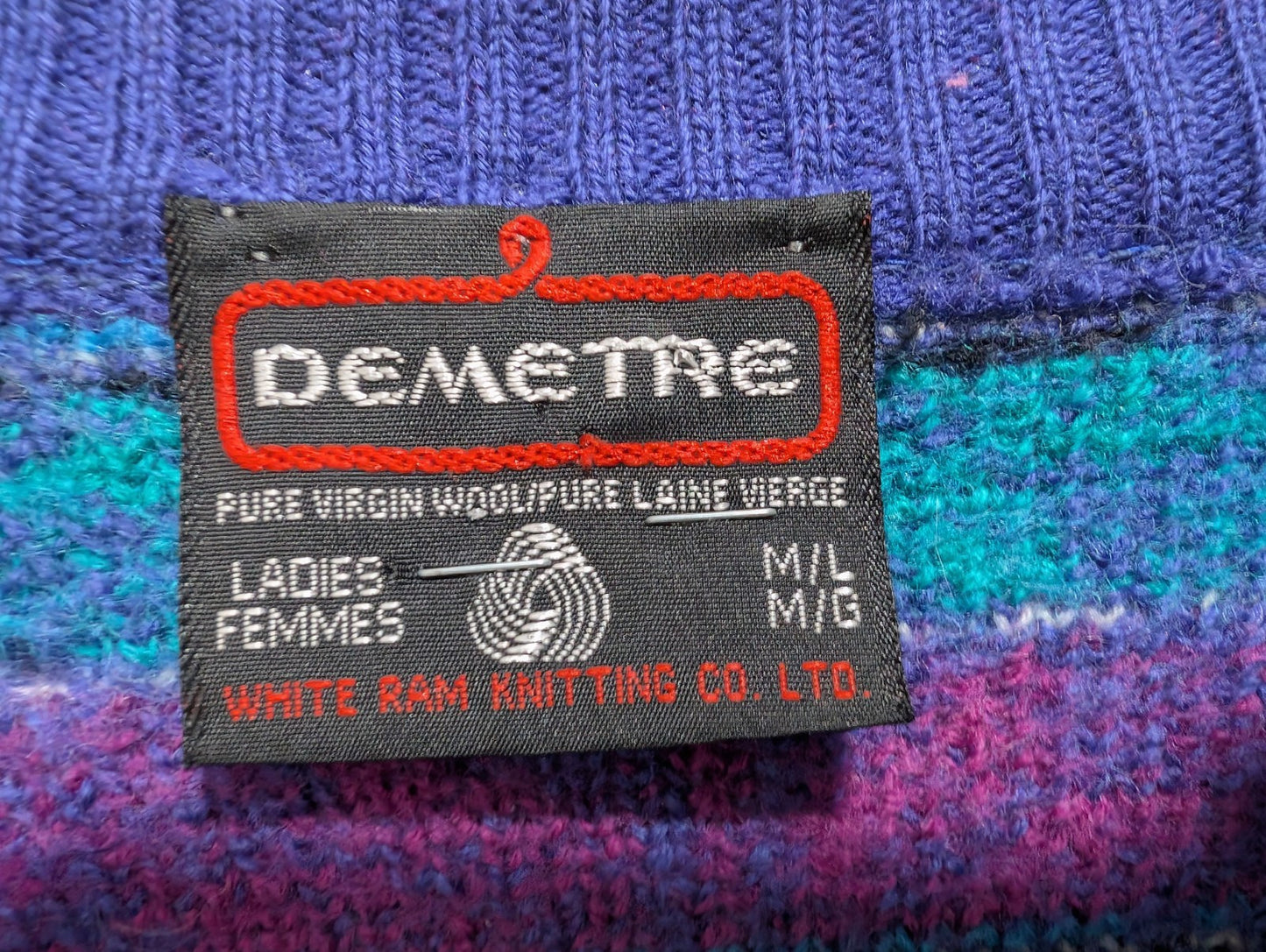 Purple Snowflake Pattern Demetre Ski Lodge Pullover Sweater Large