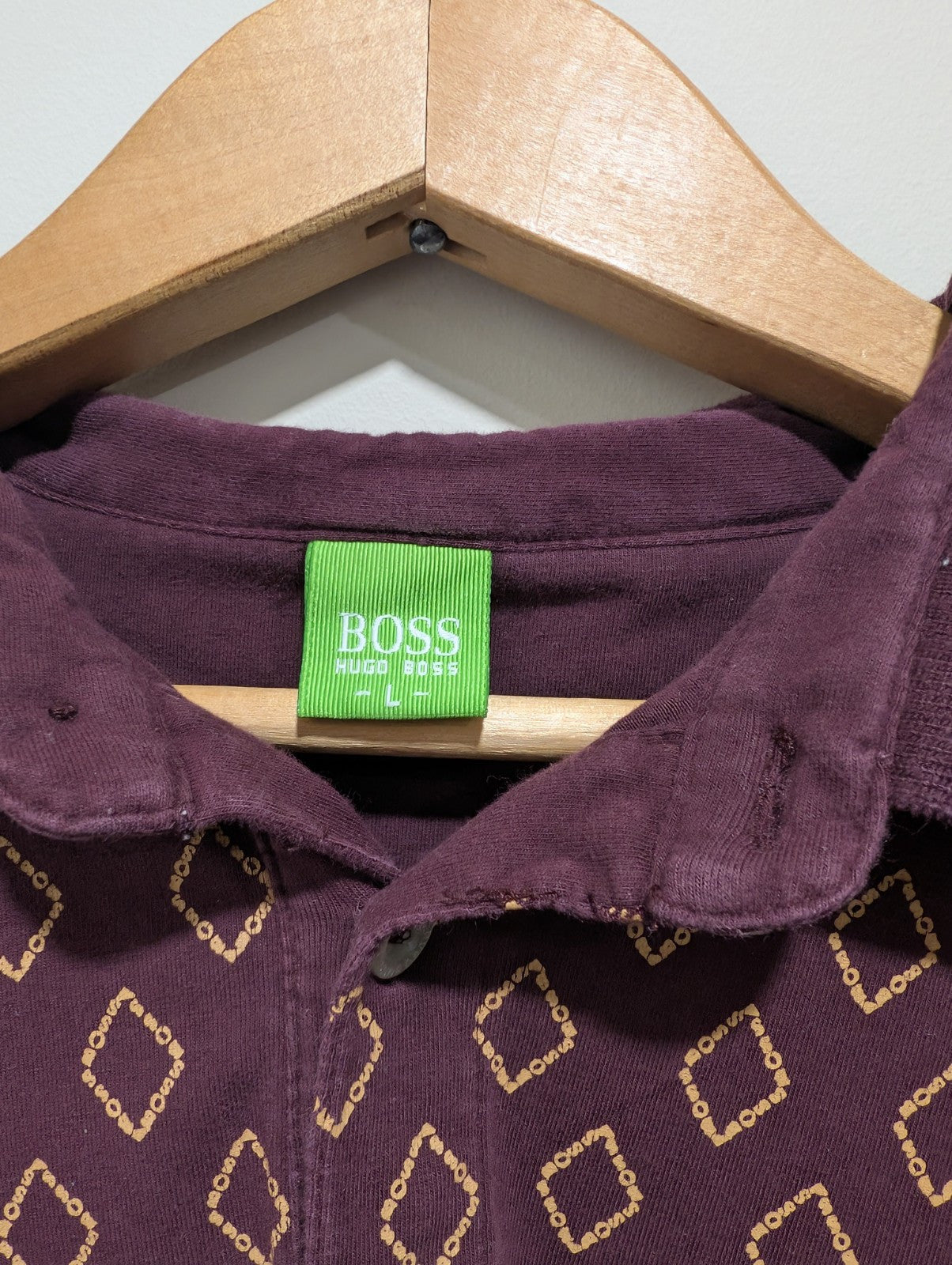 Hugo Boss Green Label Long Sleeve Burgundy Polo Size Large