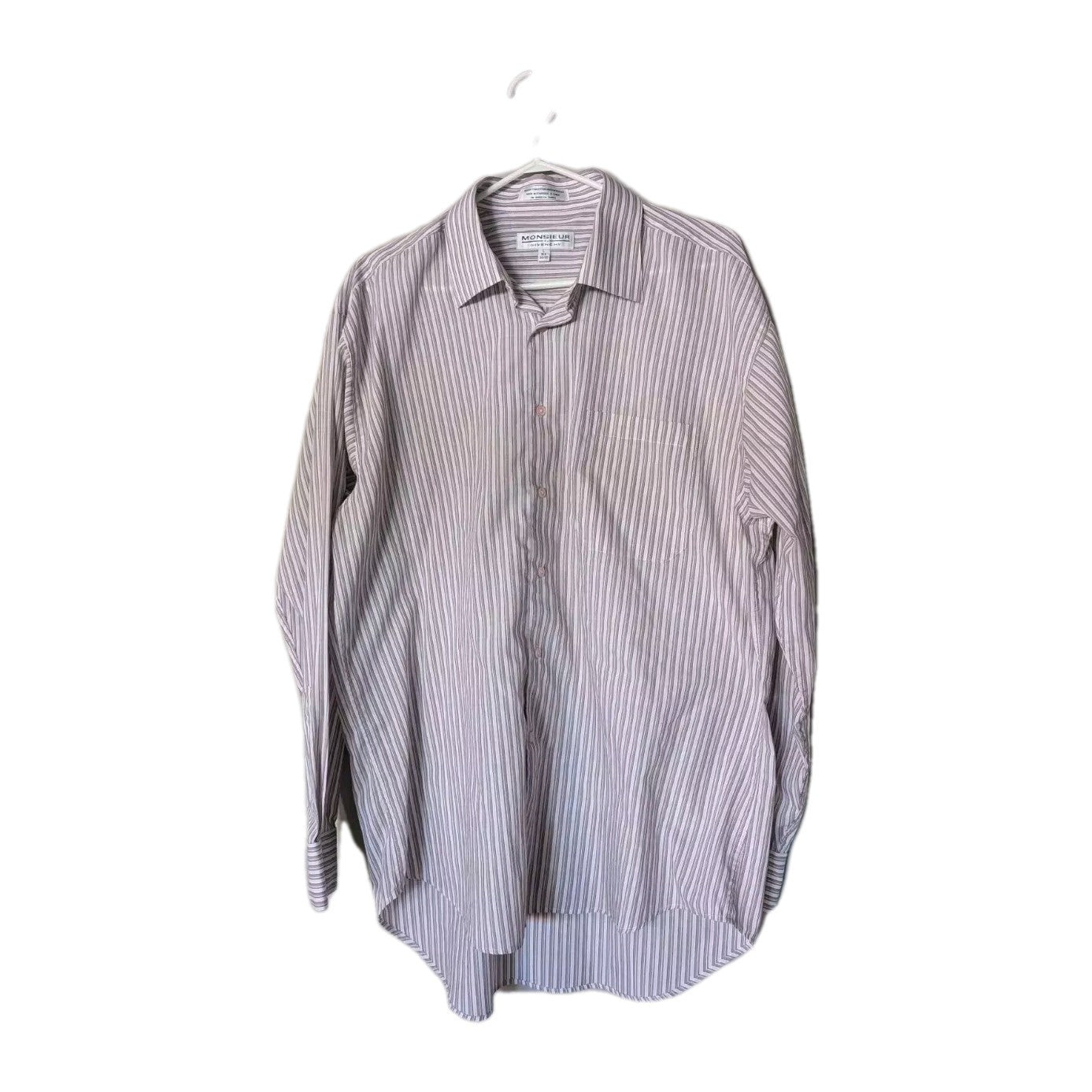 Givenchy Monsieur Vintage L/S Dress Shirt  Pinstripe Lavender/White -Large 34/35