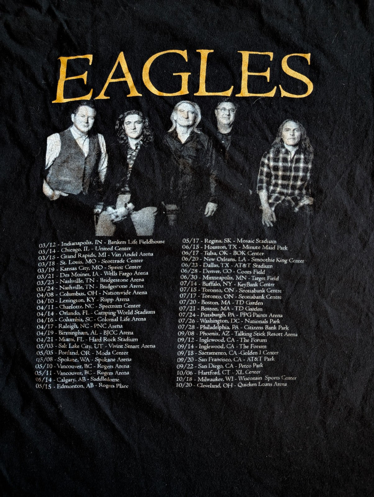 2018 The Eagles Tour Band T-Shirt – Original Country Rock & Roll, Size XL