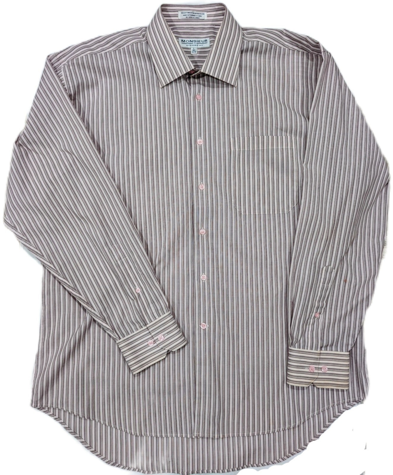 Givenchy Monsieur Vintage L/S Dress Shirt  Pinstripe Lavender/White -Large 34/35