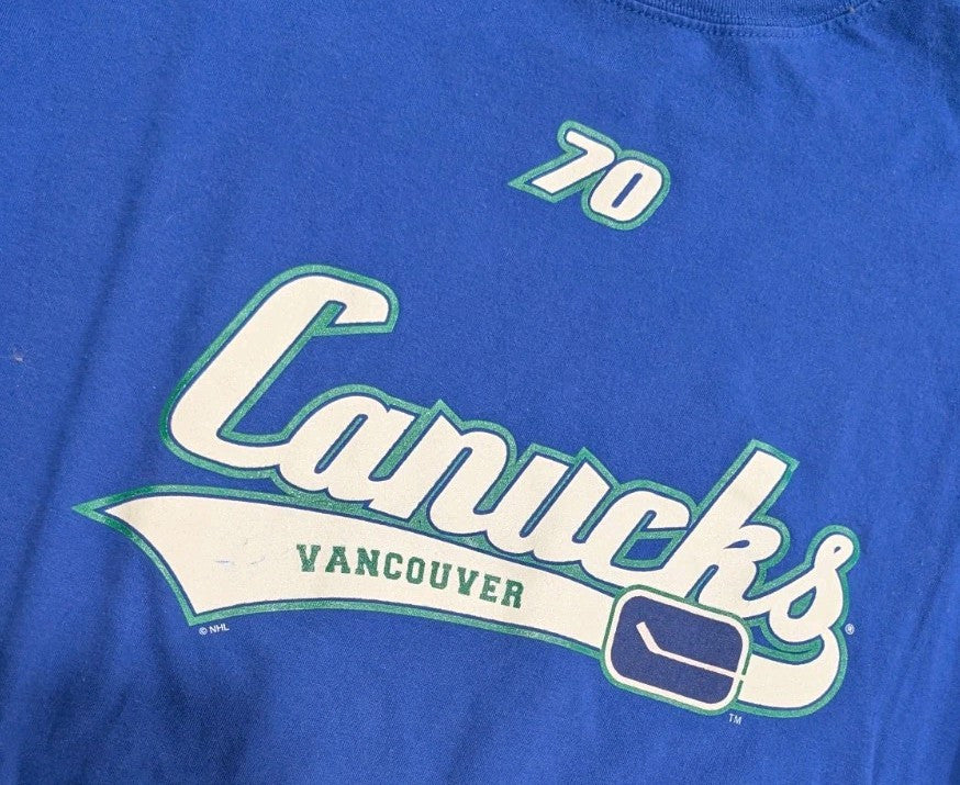 Rare Vintage Hockey Vancouver Canucks Long Sleeve Shirt - Size Medium - Bulletin