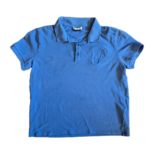 Versace Half Medusa Polo Size Medium - Blue In- Small Flaw