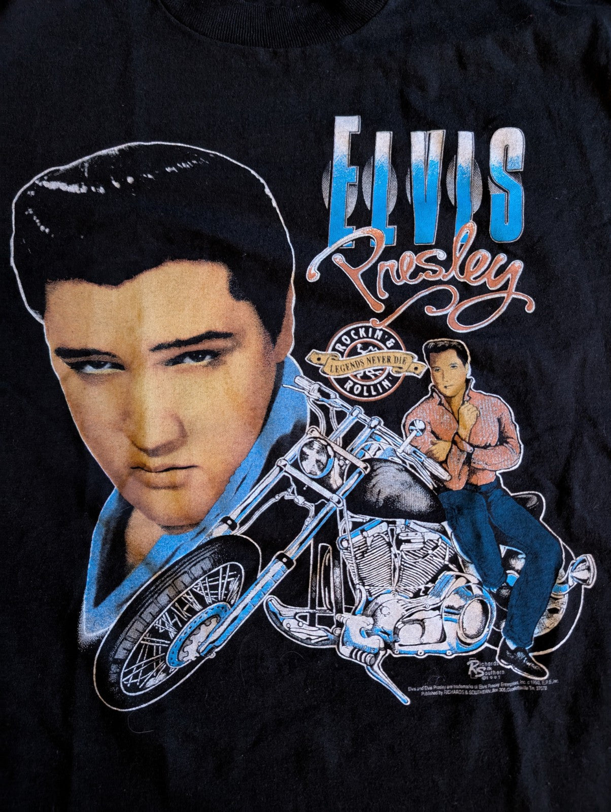 Vintage 1991 Elvis Presley Belton Shirt - Single Stitch Size L