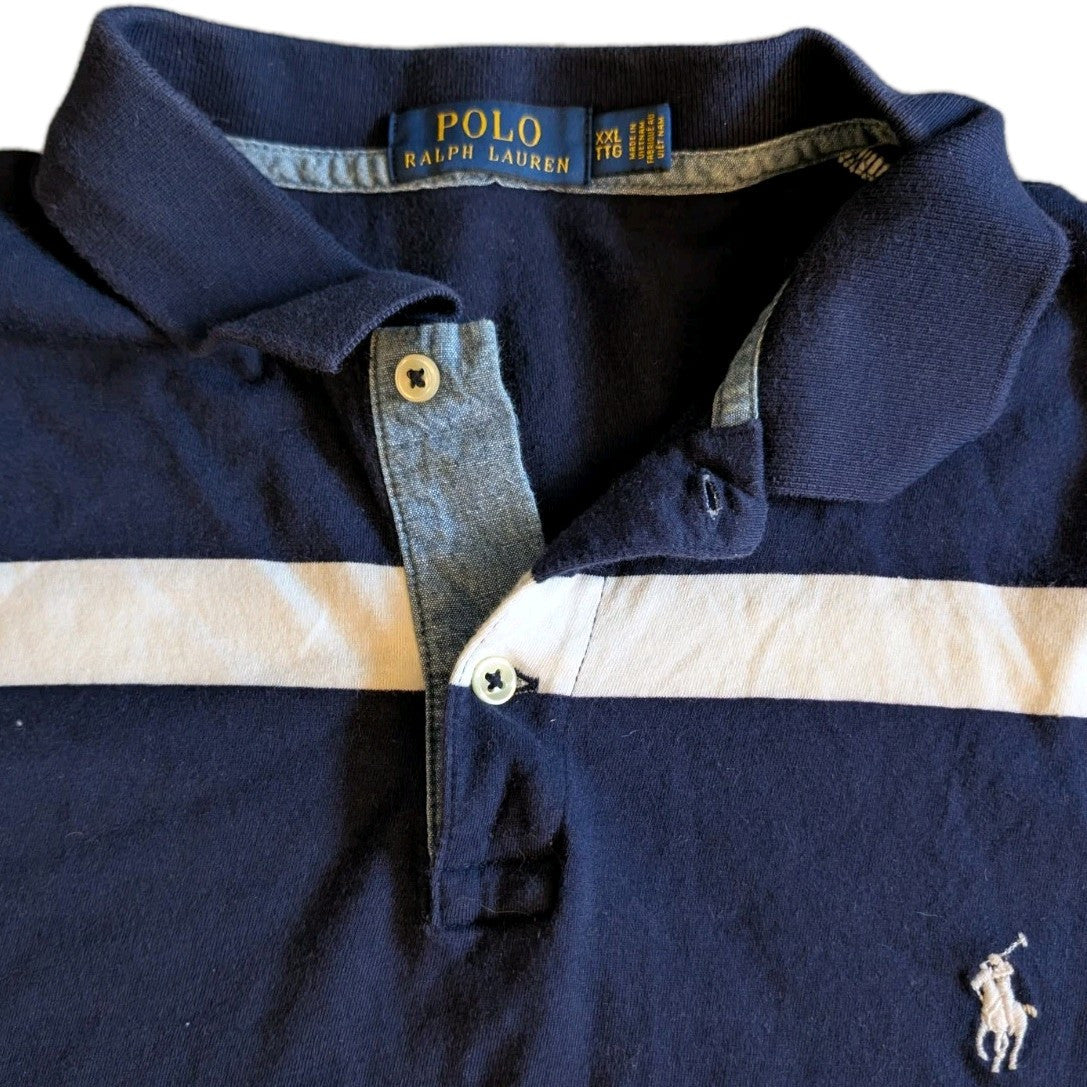 Polo by Ralph Lauren Shirt Sleeve Polo T-Shirt - Striped Navy White XXL Men's 