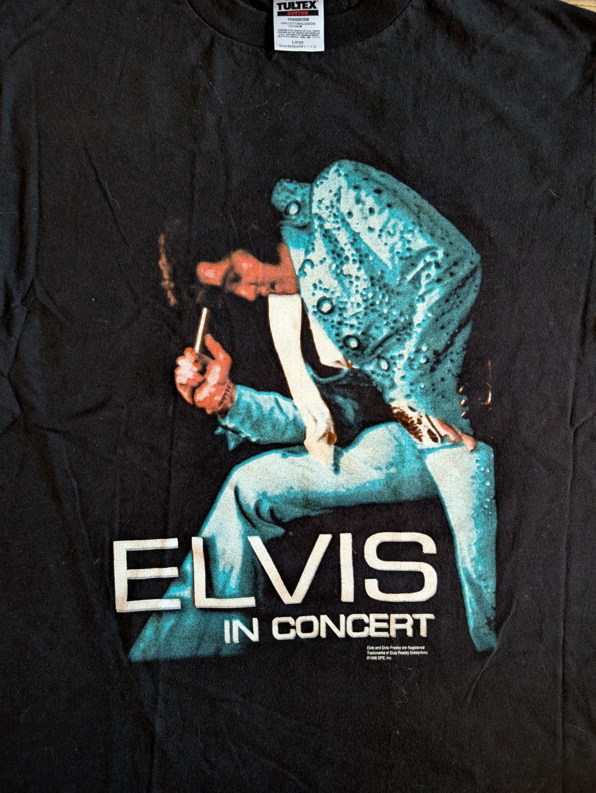 Vintage 1996 'Elvis Has Left the Building' Concert Tour T-Shirt – Black, Large