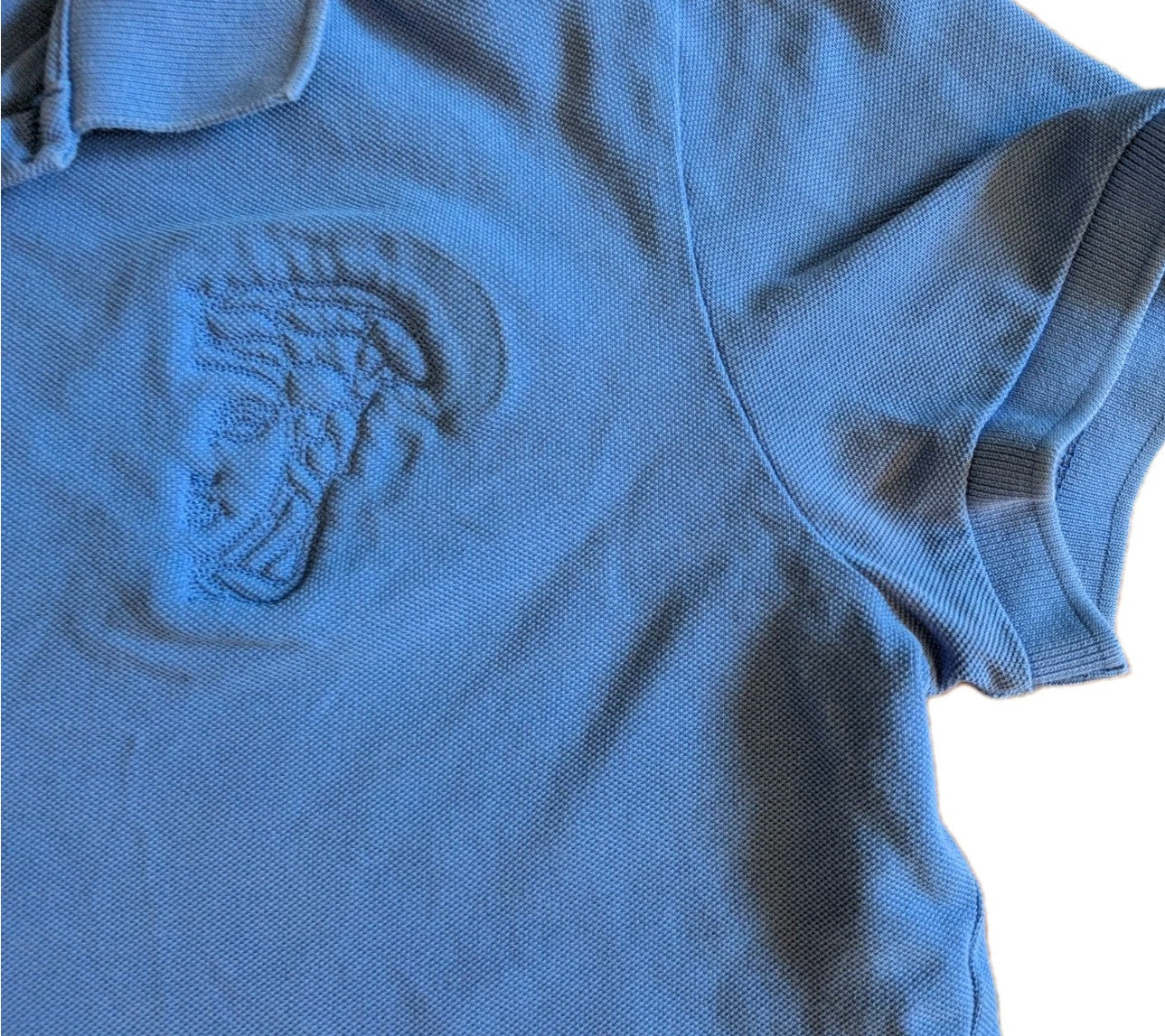 Versace Half Medusa Polo Size Medium - Blue In- Small Flaw