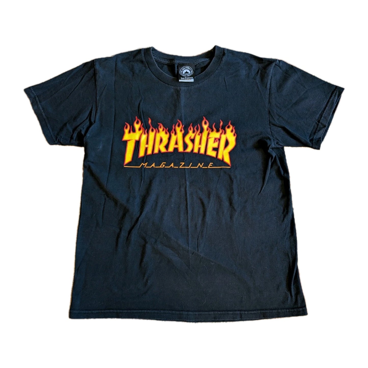 Vintage Thrasher Magazine Flame Logo T-Shirt – Black, Size Medium