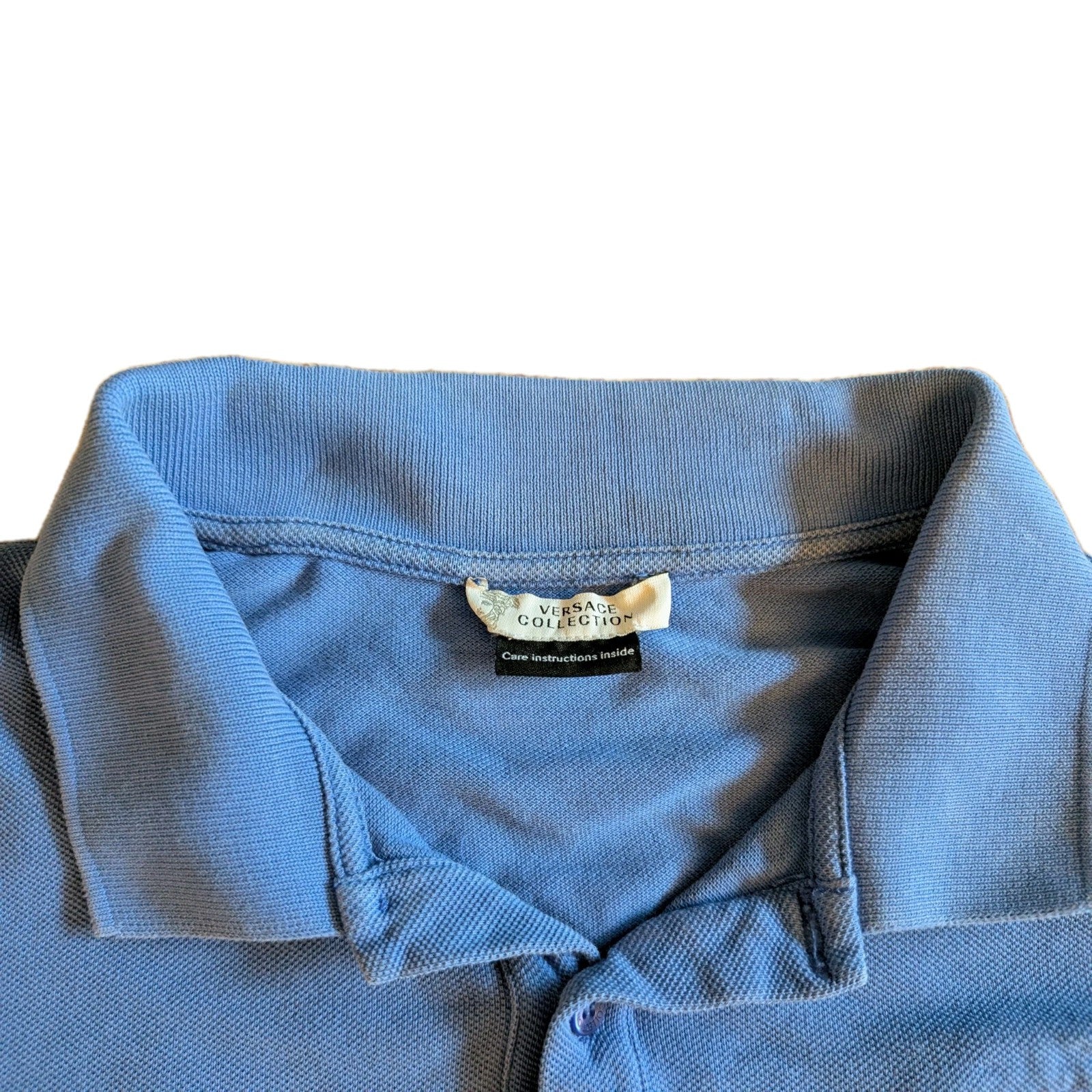 Versace Half Medusa Polo Size Medium - Blue In- Small Flaw